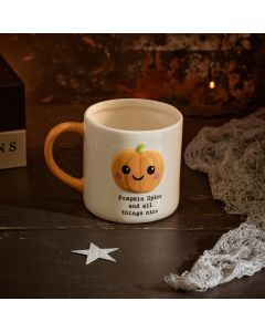 CREEPY CUTIES STONEWARE EMBOSSED PUMPKIN MUG WITH GIFT BOX