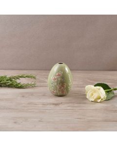 MOMENTS THAT MATTER SOFT GREEN HAND PAINTED FLORAL STONEWARE BUD VASE