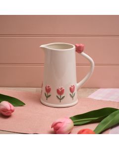 HOME IS WHERE MUM IS TULIP EMBOSSED DESIGN STONEWARE DECORATIVE JUG NOT SUITABLE FOR FOOD OR DRINK