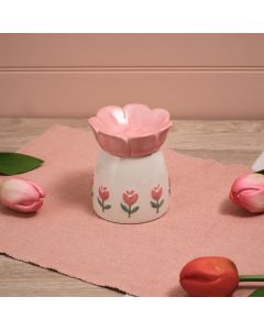 HOME IS WHERE MUM IS TULIP EMBOSSED DESIGN STONEWARE WAX MELT BURNER