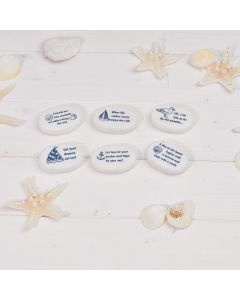 MARBLE COASTAL PEBBLE 6 ASSTD 24/BOX WHITE WITH MOTIF & QUOTE