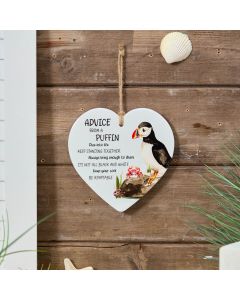 ADVICE FROM A PUFFIN RAISED PATTERN CERAMIC HANGING HEART