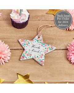 THANKS A BUNCH STAR HANGER BRIGHT FLORAL CERAMIC++