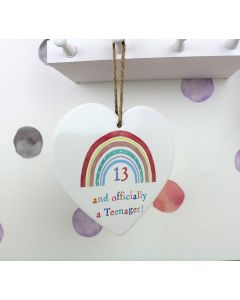 RED RAINBOW TEENAGER HANGER WHITE CERAMIC WITH STRING HANGER+++