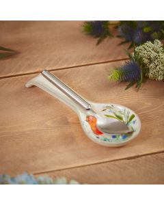 ROBIN FORGET ME NOT SPOON REST WHITE CERAMIC WITH BRANCH