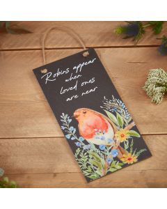 SLATE ROBIN FORGET ME NOT PLAQUE WITH ROBINS APPEAR VERSE