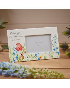 ROBIN FORGET ME NOT REMEMBRANCE PHOTO FRAME WHITE CERAMIC