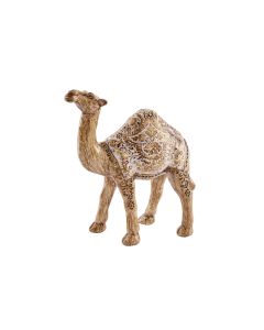 CAMEL ORNAMENT WHITEWASHED ENGRAVED POLYRESIN+++