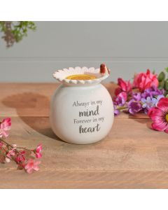 ROBIN STONEWARE SHAPED FLOWER BURNER WITH 3D ROBIN