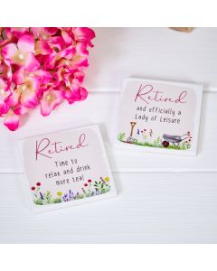 GARDEN RETIREMENT COASTER 2 ASSTD S/4 WHITE FLORAL CERAMIC