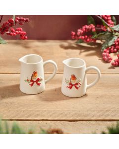 ROBIN EMBOSSED STONEWARE DECORATIVE MINI JUG 2 ASSTD WITH GIFT BOX **