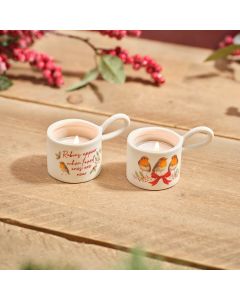 ROBIN STONEWARE TEA LIGHT HOLDER 2 ASSTD