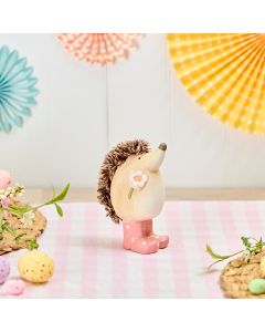 CLAY HEDGEHOG WITH PINK SPOT WELLY BOOTS ORNAMENT