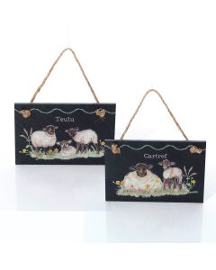 WELSH SHEEP 2 ASSTD SLATE PLAQUE