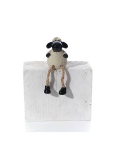 SHEEP TERRACOTTA WITH GLAZED BLACK FACE SHEEP SHELF SITTER ORNAMENT