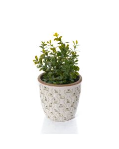 STONEWARE BLACK FACE SHEEP ROUND PLANT POT