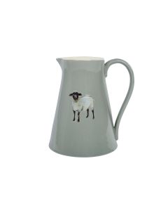 SHEEP JUG GREY EMBOSSED STONEWARE WITH BLACK FACE+