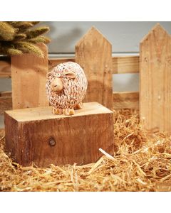 SHEEP ORNAMENT LARGE CREAM TEXTURED CERAMIC++