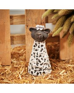SHEEP ORNAMENT BLACK & WHITE TEXTURED CERAMIC+
