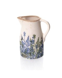 STONEWARE BLUE AND GREEN GRASSES WITH BUTTERFLY DECORATIVE JUG