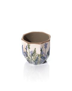 STONEWARE BLUE AND GREEN GRASSES WITH BUTTERFLY OCTAGONAL MEDIUM PLANT POT