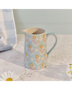 HAND PAINTED STONEWARE DECORATIVE JUG WITH DELICATE FLORAL DETAILING NOT SUITABLE FOR FOOD OR DRINK