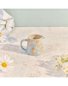 HAND PAINTED STONEWARE DECORATIVE SMALL JUG WITH DELICATE FLORAL DETAILING NOT SUITABLE FOR FOOD OR DRINK