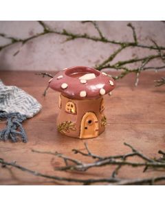 TOADSTOOL TALES STONEWARE HAND PAINTED MUSHROOM HOUSE WAX MELT BURNER