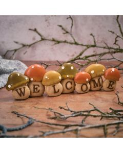 TOADSTOOL TALES RESIN WELCOME MUSHROOM ORNAMENT