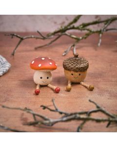 TOADSTOOL TALES MUSHROOM AND ACORN SHELF SITTER 2 ASSTD