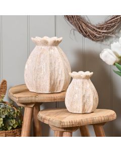 CERAMIC POPPY SEED TEXTURED VASE LARGE