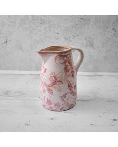 STONEWARE PINK VINTAGE TRAILING FLORAL MEDIUM DECORATIVE JUG