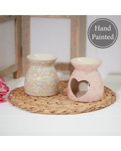 PASTEL DITSY FLORAL OIL BURNER 2 ASSTD DEBOSSED STONEWARE