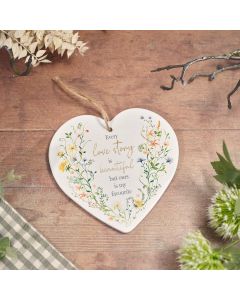 WEDDING EVERY LOVE STORY IS BEAUTIFUL HEART HANGER WITH 3D ELEMENTS