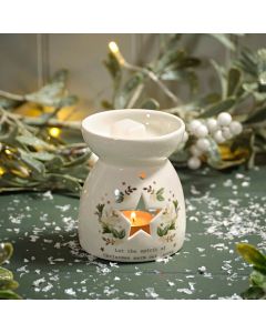 HOLLY AND HEARTFELT LET THE SPIRIT OF CHRISTMAS WARM OUR HEARTS CERAMIC BURNER