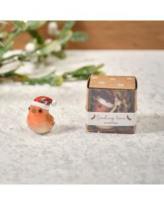 CHRISTMAS TINY WORLD RESIN ROBIN KEEPSAKE ORNAMENT WITH GIFT BOX **