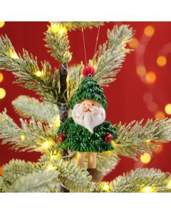 JINGLE AND JOY DRESSED SANTA HANGING RESIN ORNAMENT