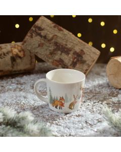 FROSTED FOREST WOODLAND ANIMAL STONEWARE MUG