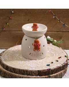 CHRISTMAS TINY WORLD BOXED CERAMIC 3D EMBOSSED GINGERBREAD KISSES WAX MELT BURNER