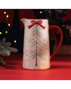 MERRY LITTLE BOWS DEBOSSED DECORATIVE TREE CERAMIC TALL JUG