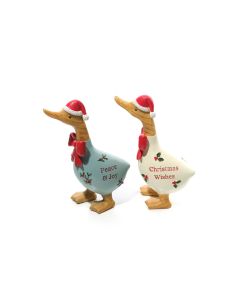 HOLLIES AND BERRIES FESTIVE RESIN DUCK 2 ASSTD