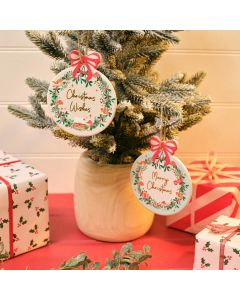 HOLLIES AND BERRIES 2 ASSTD CERAMIC BAUBLE HANGER