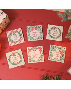 HOLLIES AND BERRIES 6 ASSTD CERAMIC SQUARE COASTER WITH RAISED 3D DETAIL