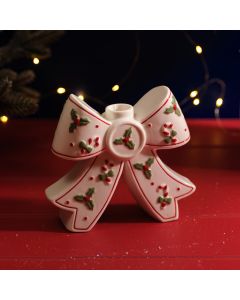 MERRY LITTLE BOWS STONEWARE CANDLE HOLDER