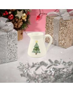 KITSCHMAS CERAMIC CHRISTMAS TREE EMBOSSED DECORATIVE MINI JUG