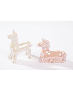 XMAS UNICORN ORNAMENT 2 ASSTD PEARLESCENT GLAZE+++