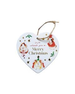 CHRISTMAS PETS GUINEA PIG CERAMIC HEART HANGER WITH 3D DETAIL AND GOLD WORDING