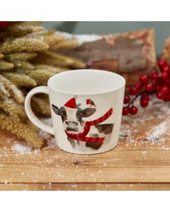 XMAS COW MUG WITH ROBIN+