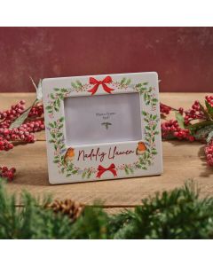 WELSH ROBIN NADOLIG LLAWEN PHOTO FRAME WITH RAISED 3D DETAIL