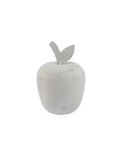 CARVED APPLE ORNAMENT WHITE WOOD*